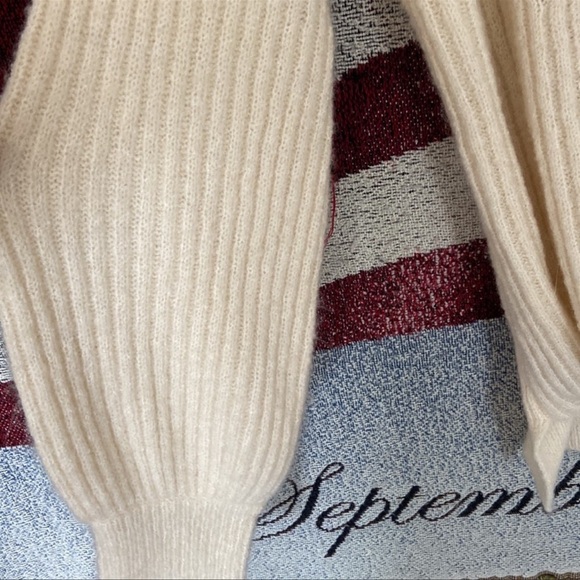 NWT Max Studio | Knit Sweater Faux Wrap-Bishop Sleeve in Ivory M - Picture 11 of 11